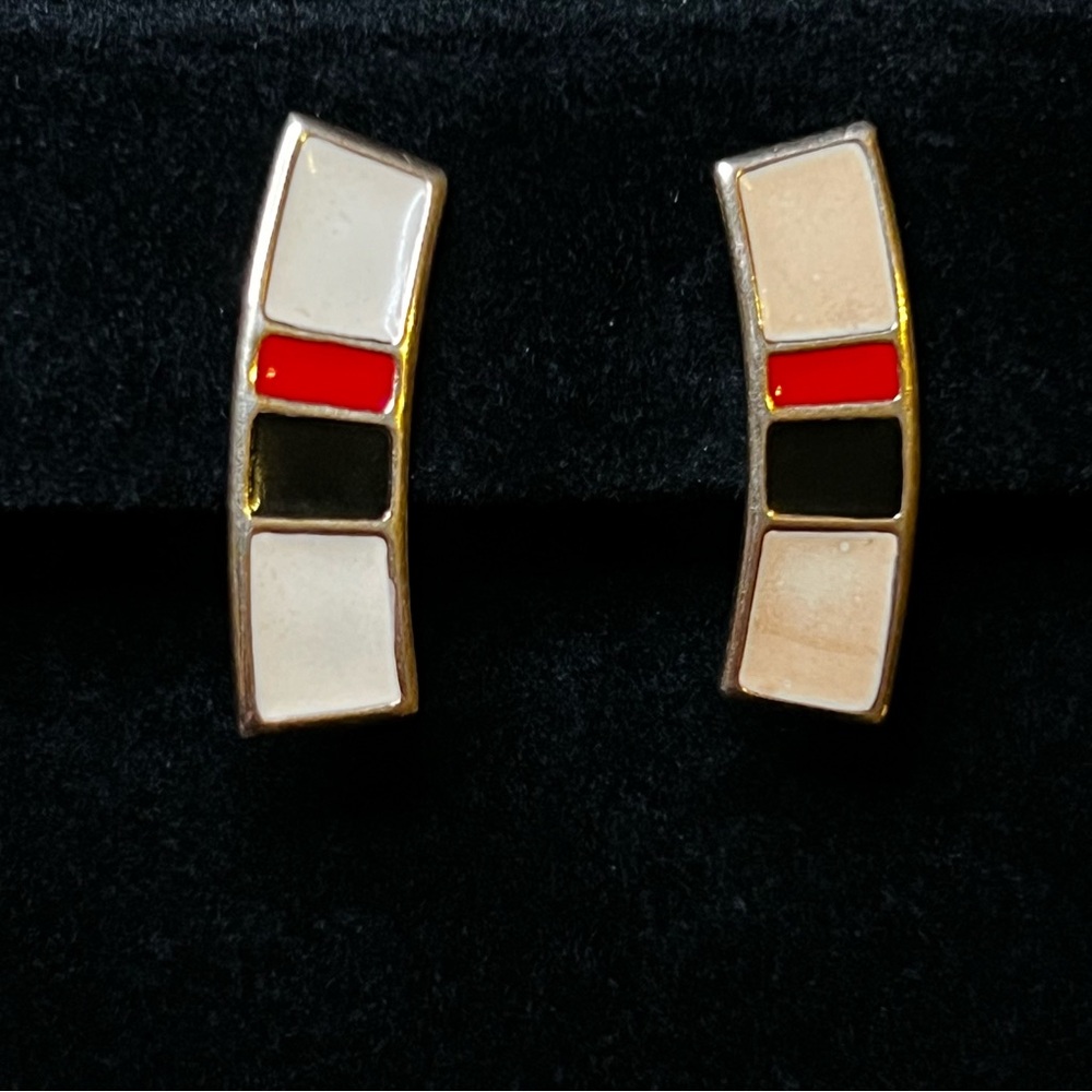 Monet Gold and Red Block Earrings
